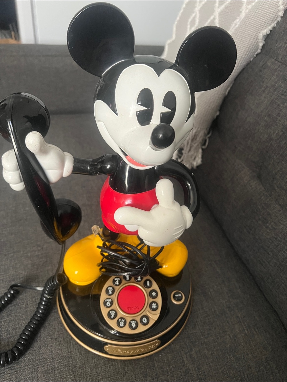 Disney Mickey Mouse Desk Phone Statue - Black, White, Red, Yellow